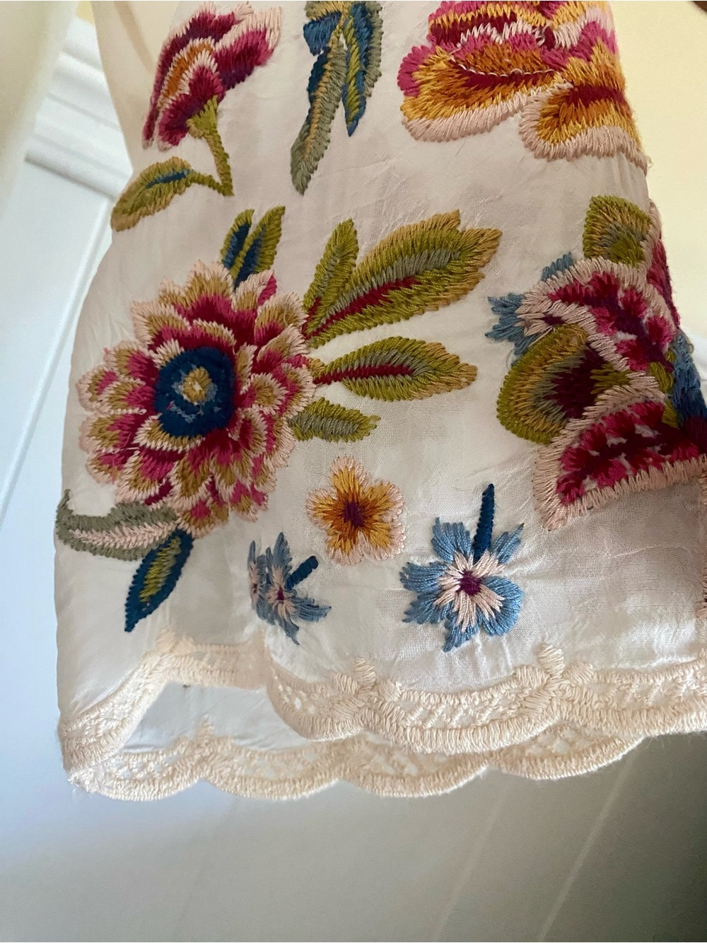Johnny Was Multicolor Floral & Butterfly Embroidery Blouse - Picture 14 of 16